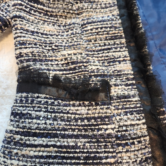 I.N.C Navy Tweed Blazer with Lace Trim Size Small - Picture 4 of 7